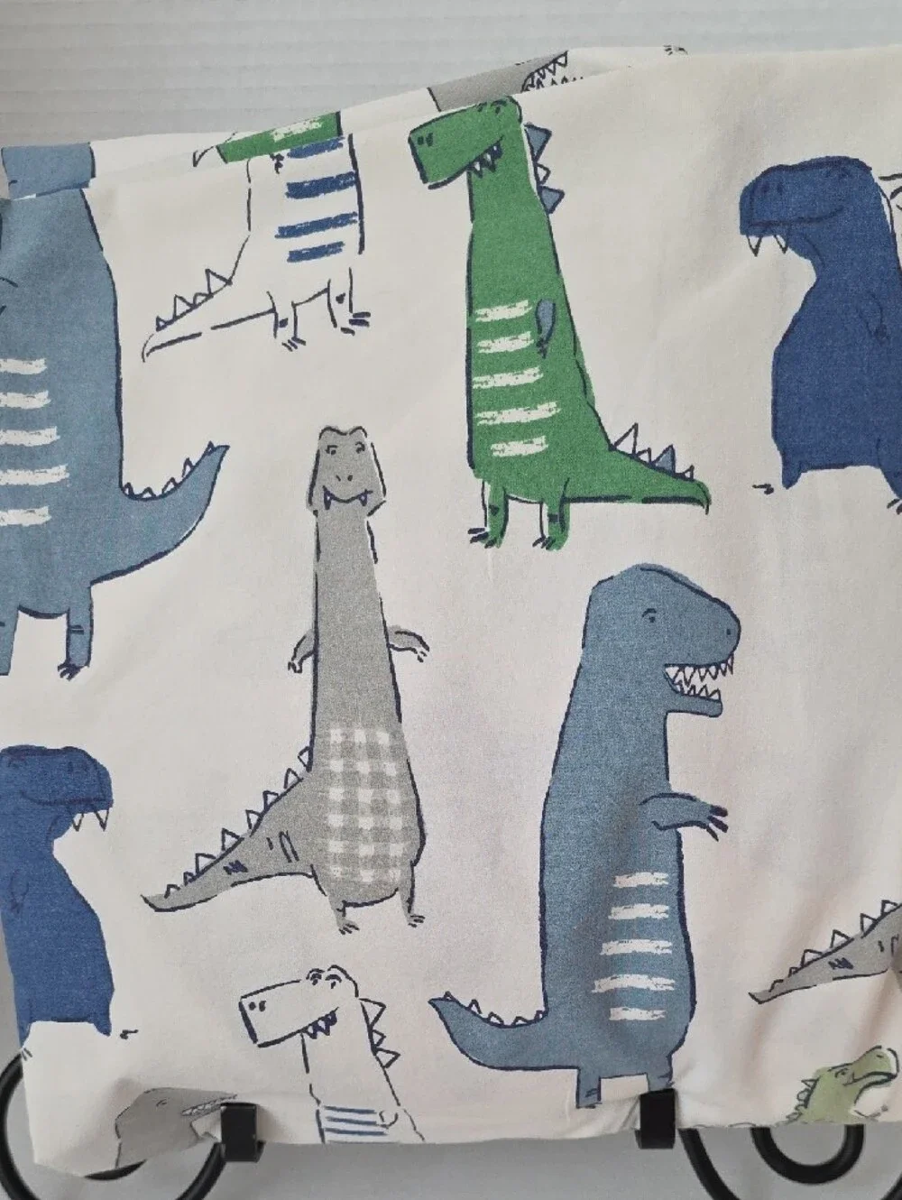 Pottery Barn Kids Green Blue Gray Dinosaur Cotton Twin Fitted Sheet